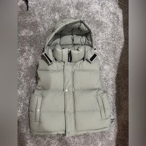 Gray Super Puffer Vest with Hood